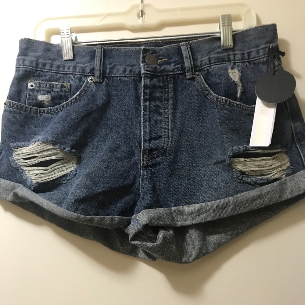 Amuse Society Denim Shorts- Button Fly, Cuff Hem - Picture 4 of 5